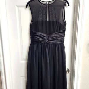 Maggy London little black dress with illusion neckline (Size 8)